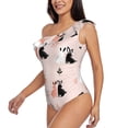 thumbnail image 3 of Yiaed White And Black Rabbit Print Women One Piece Swimsuits Tummy Control One Shoulder Bathing Suits Pattern Ruffle Swimwear-X-Large, 3 of 8