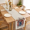 thumbnail image 3 of Table Runner 60 Inches Long for Kitchen Dining, Independence Day Dresser Scarf Farmhouse, Dining Table Decorations for Wedding/Parties, Spring Roses Flowers US Flag Rustic Plants 13 x 60 In, 3 of 8