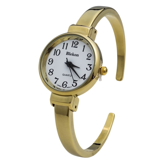 Blekon Collections Quartz Womens 26mm Delicate Metal Cuff Bangle Watch