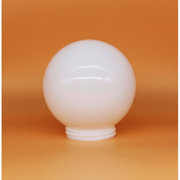 6 Inch White Acrylic Lamp Post Globe with 3.24 Inch Threaded Neck