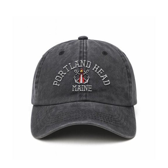 Soft Baseball Cap Embroidered Dad Hat Anchor Portland Head Lighthouse Me Embroidery Vintage Hats Washed Baseball Cap Cotton Black Design Only