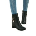 thumbnail image 4 of WEAIXIMIUNG Knee Boots for Men with Zipper Fashion Solid Color Leather Rhinestone Decorative Belt Buckle Wedge Heel Side Zipper Boots, 4 of 9