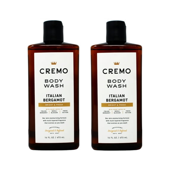 2 Pack - Cremo Italian Bergamot Body Wash for Men, Notes of Italian Bergamot, Neroli Blossom, and Fresh Vetiver, 16 Fl Oz