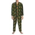thumbnail image 3 of Naloa Mask Tropical Flower Men’s Pajamas Set - Long Sleeve Button Down Sleep Shirt and Pajama Bottoms Sleepwear Set-X-Large, 3 of 7