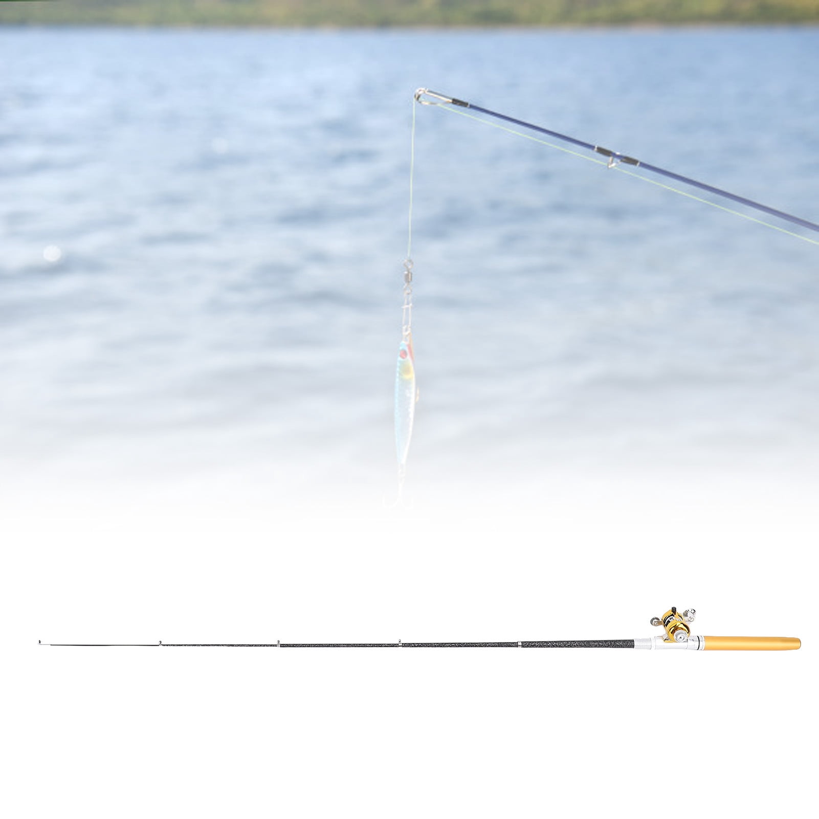 Portable Pocket Telescopic 37.4inch Mini Pen Fishing Rod, Small Pen Fishing Pole with Reel, Lightweight Fishing Rod Reel Combo for River Lake Ice Fishing