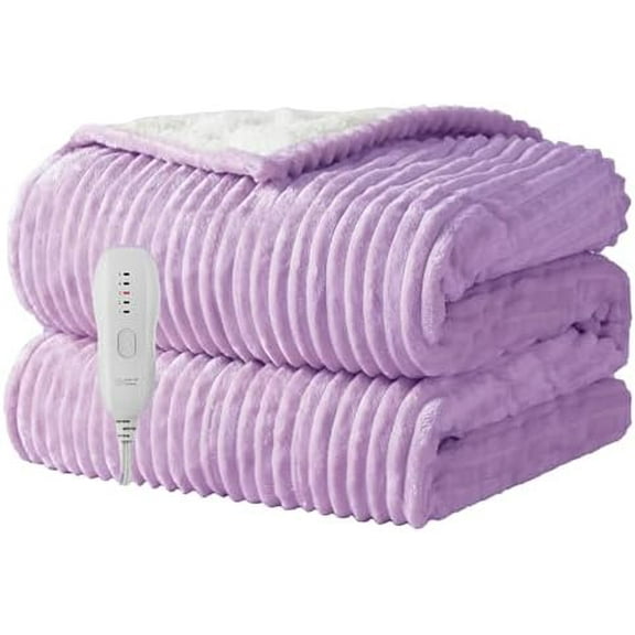 Heated Blanket Electric Blanket Throw 50”X60”-Heating Throw with 5 Heat Settings-3 Hours Auto Off,ETL Certified,Machine Washable (Purple)