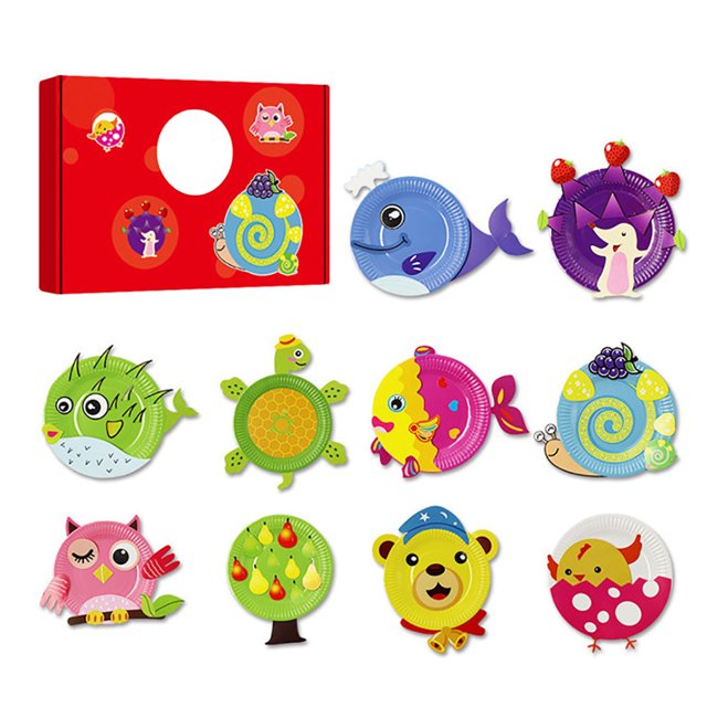 Kids Paper Plate Art Kit Cartoon Creative DIY Educational Paper Plate Craft Kit