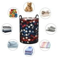 thumbnail image 4 of Goofa Red Blue White Stars Printed Circular Hamper,Laundry Basket with Handles,Storage Baskets Foldable,Large Capacity Laundry Hamper-, 4 of 6