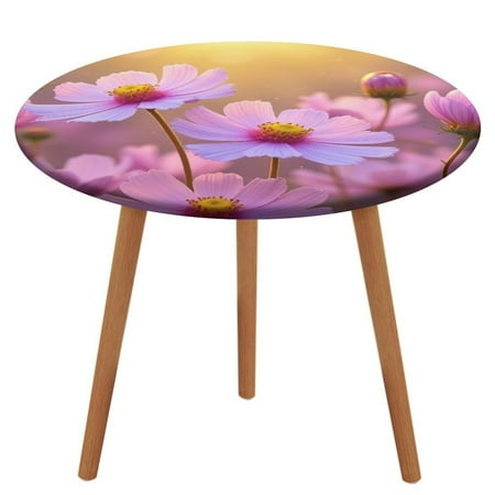 

Pink Cosmos Flowers at Sunset Tablecloth Round Elastic Fitted Waterproof Table Cover Cloth for Dining Room Indoor Outdoor Decor S-40 -44