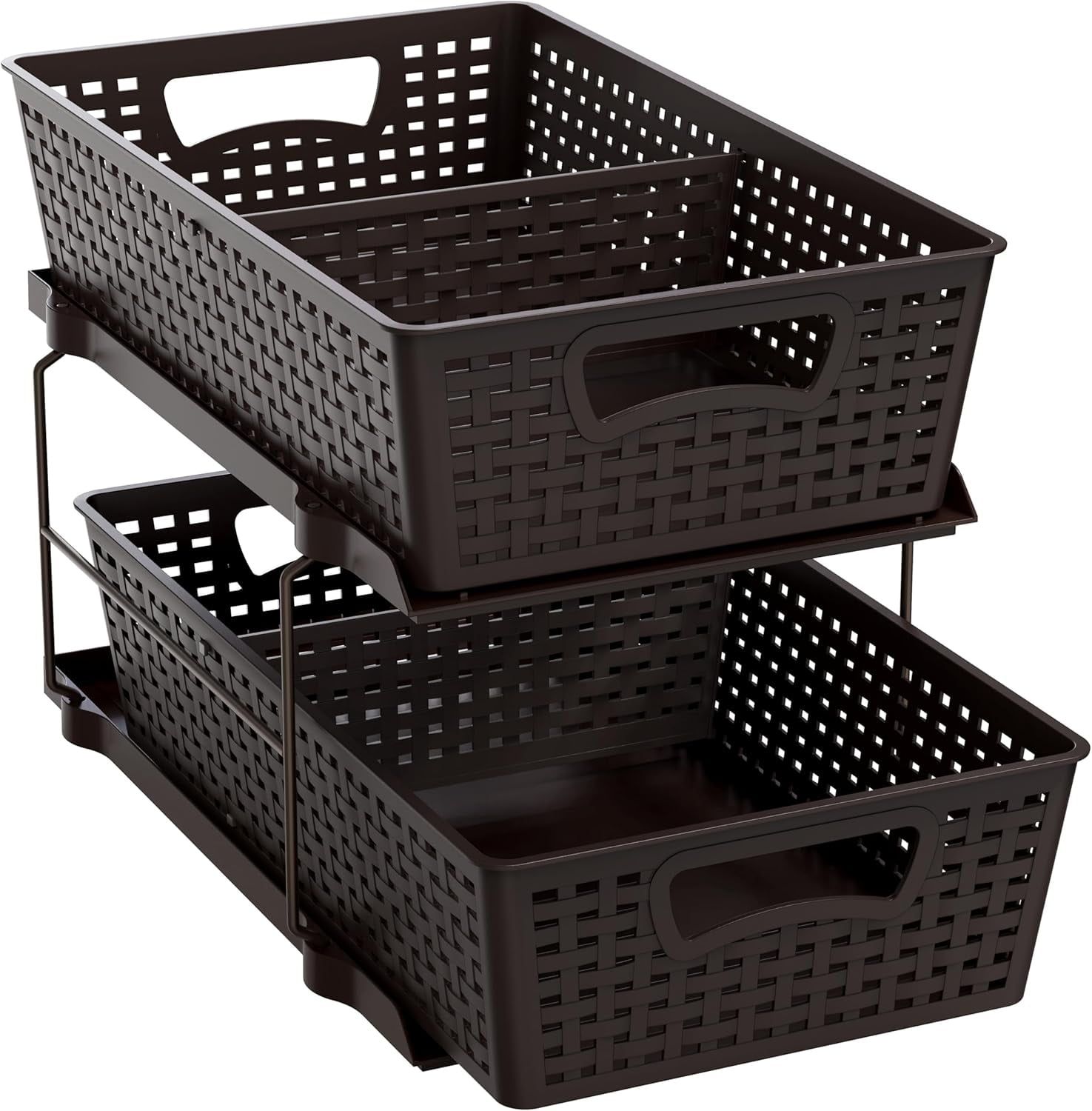2 Tier Bathroom Storage Organizer Tray Sliding Drawer Under Sink Cabinet Organizer White