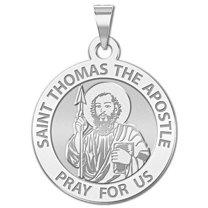 Saint Thomas the Apostle Religious Medal - 1 Inch Size of a Quarter -Sterling Silver