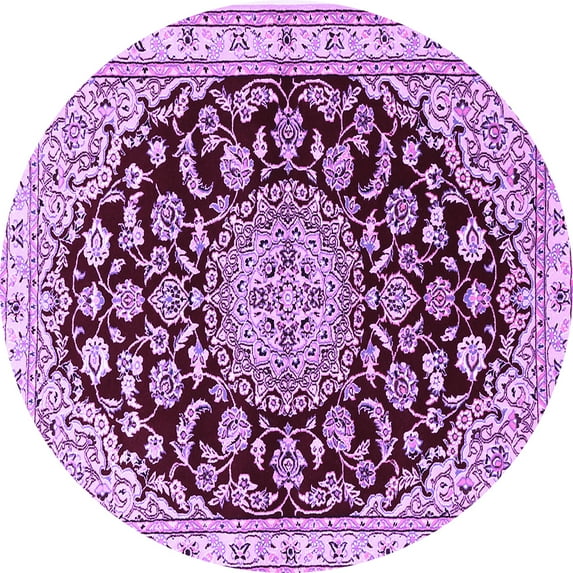Ahgly Company Indoor Round Medallion Purple Traditional Area Rugs, 6' Round