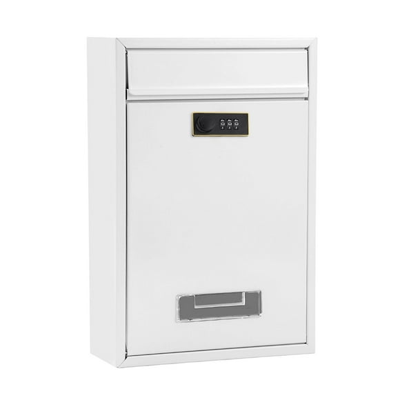 Tnarru Keyless Locking Mailbox Wall Mount Iron Delivery Box Large Capacity Accessories for House Villa Multipurpose 8.6x3.3x12.6inch White