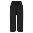 thumbnail image 7 of Linen Cotton Casual Pants For Women Drawstring Pocket Relaxed Road Trip Outfit Summer Soft Looking Draped Silhouette Streetwear Lightweight Comfort, 7 of 7