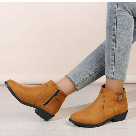 

Zunfeo Women Winter Boots- Solid Chelsea Boots Fashion Casual Boots Promotion Boots Christmas Gifts Clearance Khaki 8.5