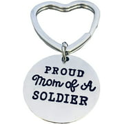 Infinity Collection Proud Soldier Mom Keychain, Love My Soldier Jewelry, Gift for Mom, Military Mom Heart Key Ring