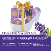 Spa Luxetique Bath and Body Gift Sets for Women, Lavender Gift Baskets Kits Elegant Gifts for Mom, Her Self Care Relaxing, 8 Pcs
