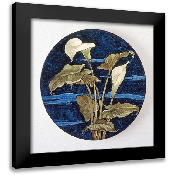 Artisan, Unknown 19th Century American 12x12 Black Modern Framed Museum Art Print Titled - Charger - Calla Lily Pattern