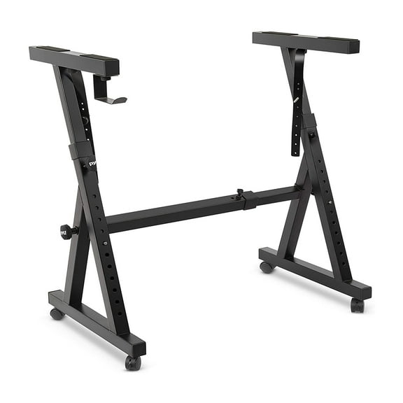Pyle Heavy Duty Adjustable Piano Keyboard Stand with Wheels, Black