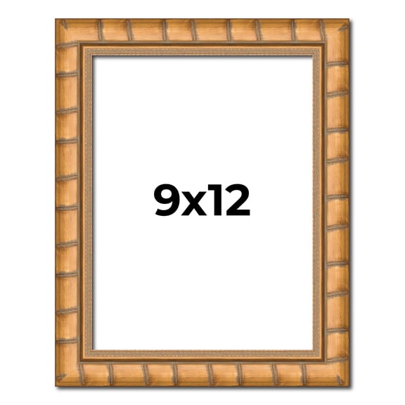 9x12 Frame Gold Real Wood Picture Frame Width 1.5 inches | Interior Frame Depth 0.5 inches | Rustic