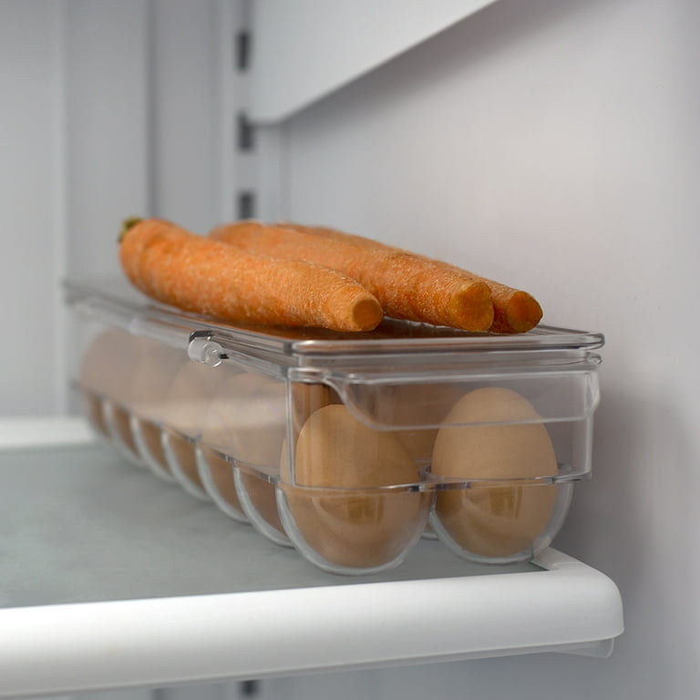 Michael Graves Design Stackable 24 Compartment Plastic Egg Container with  Lid, Clear, KITCHEN ORGANIZATION