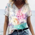 thumbnail image 7 of 2024 New Style Women T shirt Summer Floral Butterfly T-Shirt  Women‘s Clothing Oversized Designer Short Sleeve V Neck Tee Blouse, 7 of 7