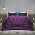 thumbnail image 2 of 3 Piece Luxury U Shape Pattern Comforter By D.N.G. BEDDINGS Set Premium Super Soft, 1000 Thread Count 100% Egyptian Cotton Full/Queen Size Plum Color, 2 of 9