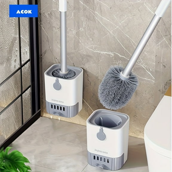 Toilet Bowl Brush And Holder Long Handle Toilet Brush For Bathroom With Freestanding Ventilated Holder Wall Mountable Flexible Toilet Brush Set For Cleaning The Toilet. (white)