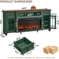 thumbnail image 2 of 70" Fireplace TV Stand for TV up to 80", Entertainment Center with 36.5" Electric Fireplace Media Console Table for Living Room with Glass Shelves, Green, 2 of 8