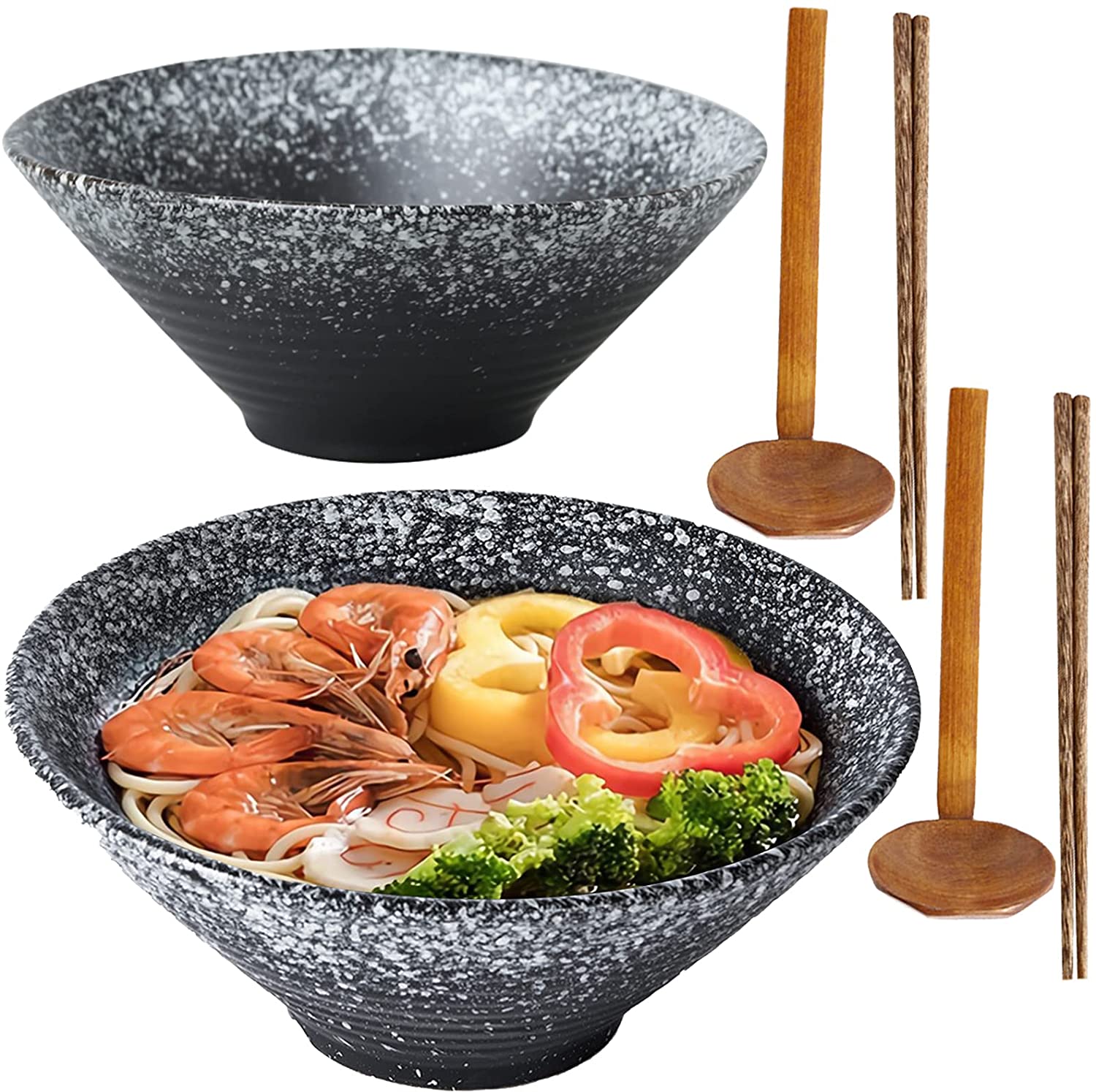 Lot De 2 Bols à Ramen Japonais En Porcelaine 26 Oz (750ml) - Vert - Micro-ondes & Lave-vaisselle