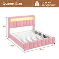 thumbnail image 2 of Afuhokles Queen Bed Frame with 4 Drawers, LED Light and Charging Station Storage Headboard, Modern Velvet Upholstered Platform Bed, Pink, 2 of 8