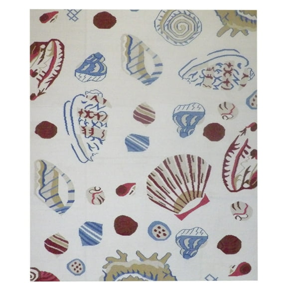 Wahi Rugs Hand Knotted Coastal Flat-Weave Indoor Outdoor Beach 8'0"x10'0" -w1098