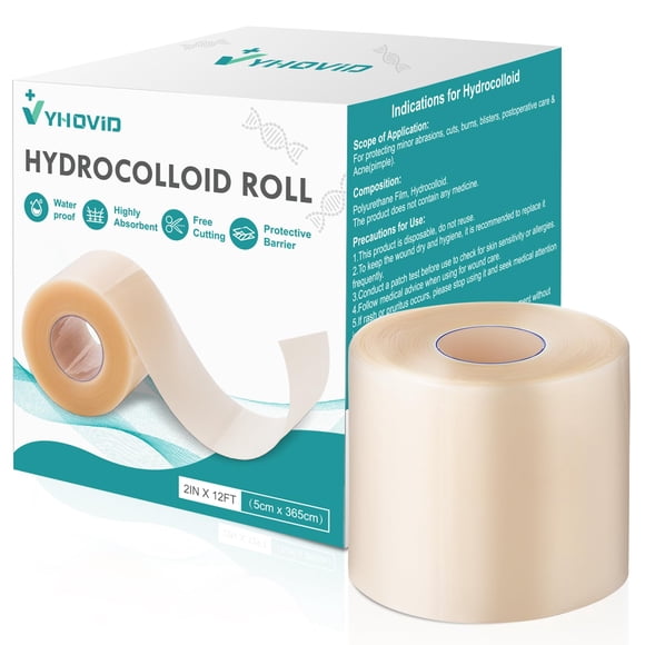 Rollo de hidrocoloide para el cuidado de heridas YHOVID de 2 pulgadas x 12 pies