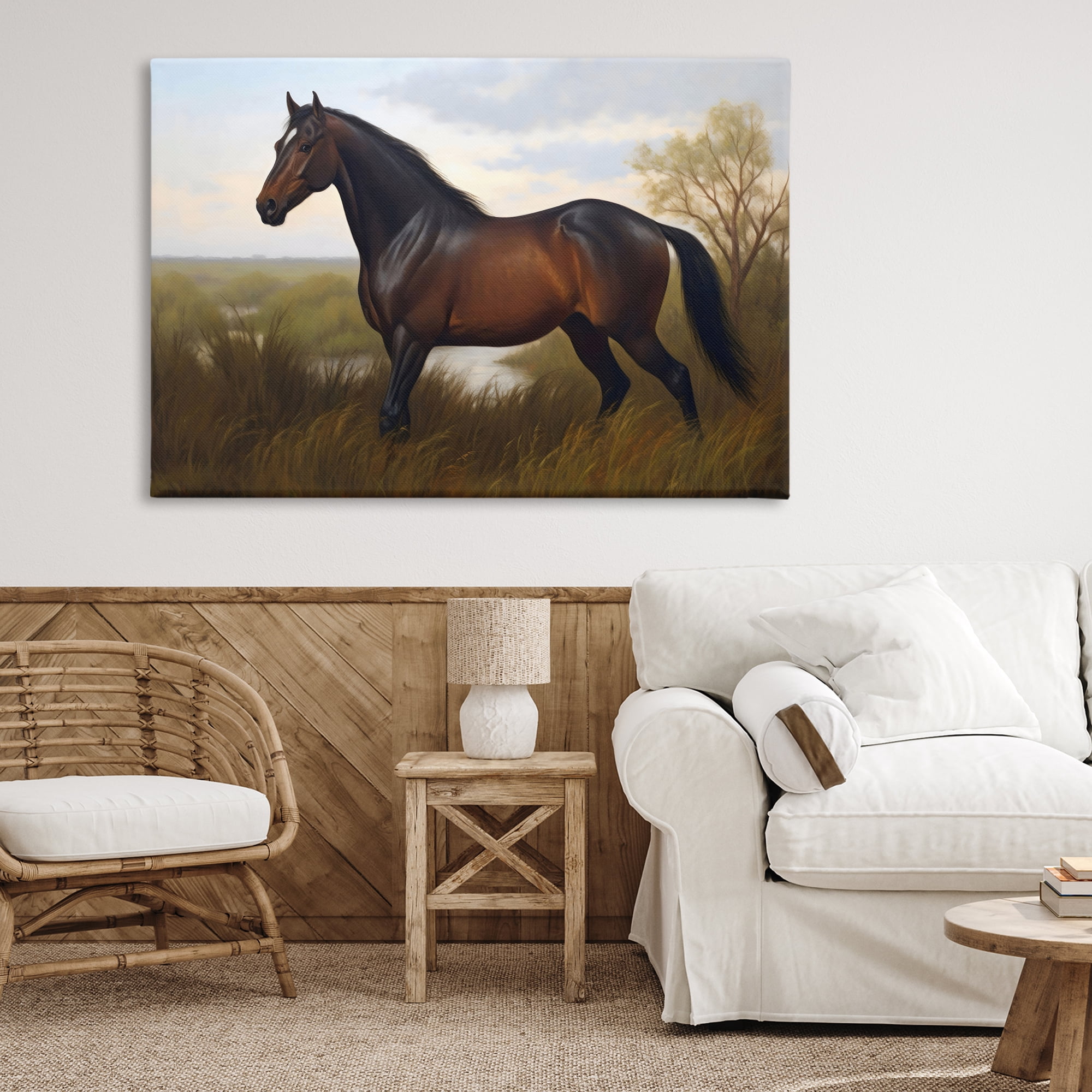 Stupell Industries Stallion in Marshland Canvas Wall Art, design by Creative Studio