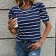 thumbnail image 5 of Camisetas de Manga Corta para las Mujeres a Rayas Imprimidas Tirando la Manga Cuello Redondo, Camiseta Casual para Todos los Días Y Todas las Estaciones, 5 of 8