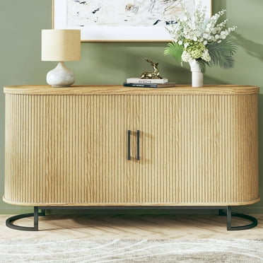 Tomnk Woo 54.3" Buffet Cabinet with Storage, Tambour Doors, Adjustable Shelves, Multifunctional Sideboard Console for Living Room, Dining Room, Kitchen