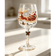 thumbnail image 5 of Night Scene Santa Reindeer Stemmed Wine Glass, Snowflake Accent Goblet, Artistic Holiday Drinkware for Home Christmas Party Gift, 5 of 6