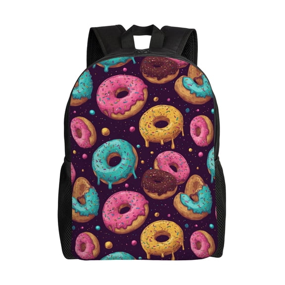 Donuts Pattern Backpack with 15 Inch Laptop Compartment,Water-Resistant Daypack, Large Capacity Backpack with Adjustable Breathable Shoulder Straps for Daily Use Travel Gym