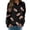 Black, variant on JIAYUE Women Crew Neck Sweatshirt Long Sleeve Print Glitter Football Pattern Casual Pullover Top For Daily Walking Outdoor Travel Trips And Weekend Gathering Wear