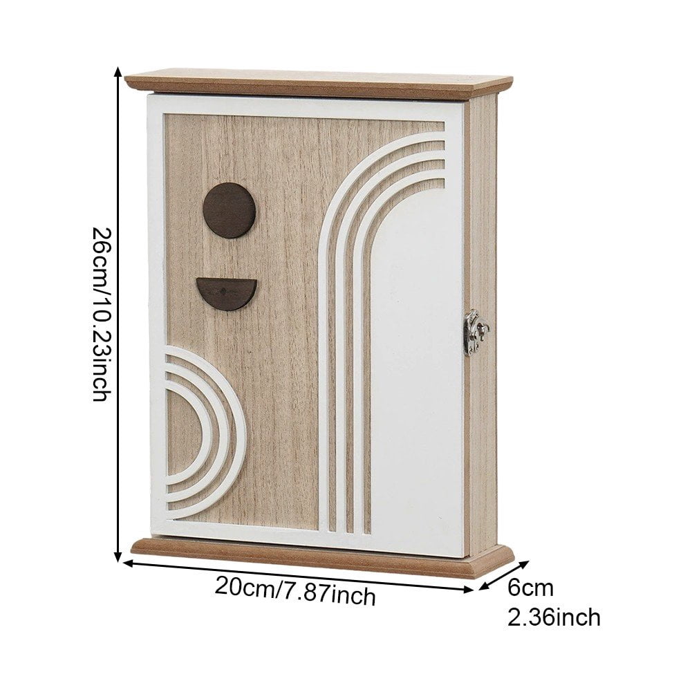 Hzzsbu Wood Key Box, Wooden Key Cabinet Decorative Wall Mounted Key Holder Box Organizer With 6 Key For Home Entrance Living Room