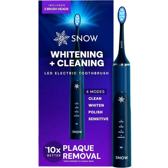 SNOW LED Whitening Electric Toothbrush | Dentist-Designed Electric Toothbrush for Adults | Sonic Technology, LED Light, Modes, Timer, Rechargeable Plaque Removal & Teeth Whitening Polar Blue Gen2