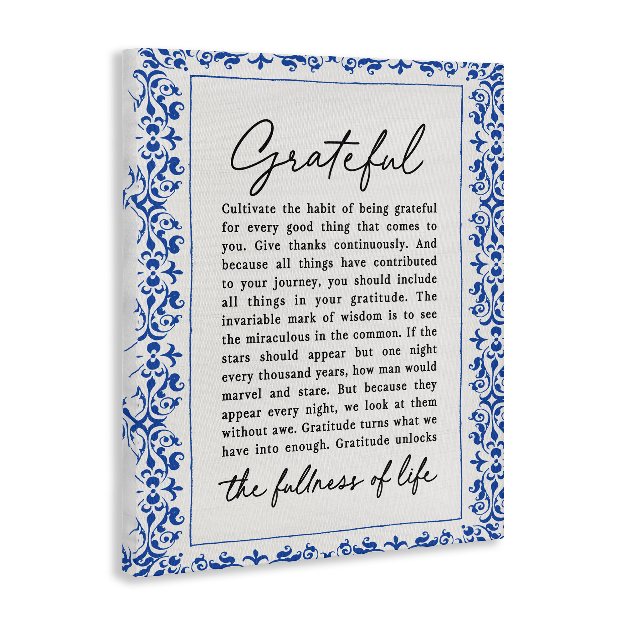 Gratitude Unlocks Fullness Of Life Canvas Wall Art, design by Lettered and Lined