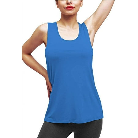 Women's Ribbed Workout Tank Tops with Built in Bra Racerback