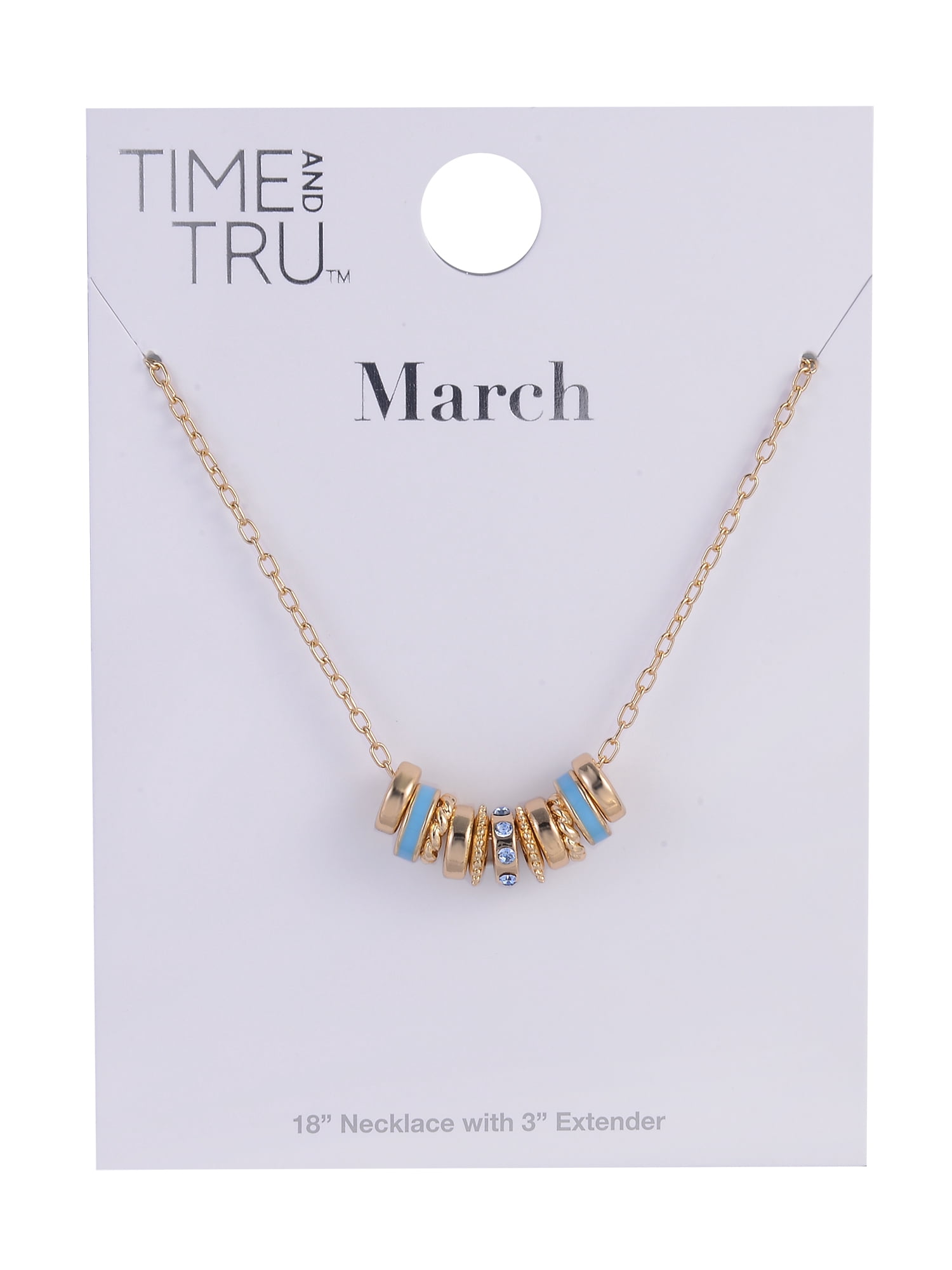 Time and Tru Goldtone Chain with Aqua Birthstone "March" Necklace