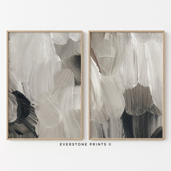 Luvia Set Of 2 Acrylic Poster Abstract, Earth Tones Brush Strokes, Neutral Abstract Art, Modern Art, Modern Wall Decor Set 2 Prints 8x12 UNFRAMED