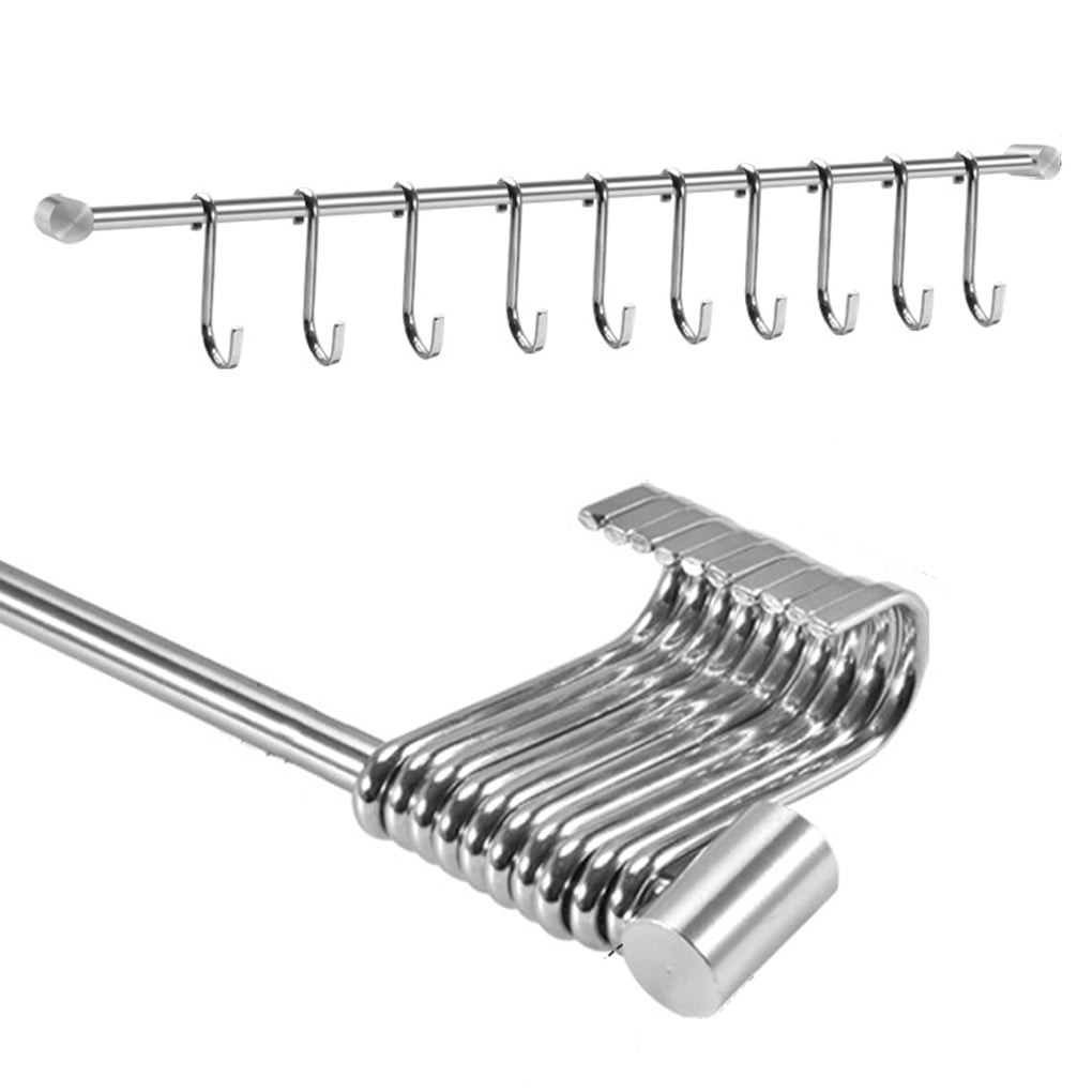 TureClos Utensil Rack Mounted Stainless SingleBar Hanger Hooks Convenient Rustproof Organizer