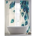 thumbnail image 6 of Peacock Feather Semi Sheer Curtains 84 Inch Length 2 Panels Set, Teal Ethnic Rustic Farmhouse Elegant Sheer Kitchen Curtain Privacy Voile Window Curtain for Living Room Bedroom Rod Pocket Drapes, 6 of 7