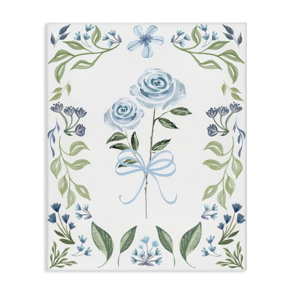 Stupell Industries French Country Blue Roses & Floral Border Canvas Art, 16 x 20, by Kristen Brockmon