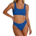 thumbnail image 1 of Rugged Ribbed Two Piece Bikini Set Featuring Wide Strap Top and Mid Waist Swimwear For All Seasons Beachwear, 1 of 5