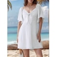 thumbnail image 2 of Robes pour Femmes Printemps Été Décolleté en V Profond Élégante Robe Mini à Nœud Blanc TG, 2 of 8